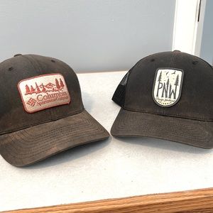 Two used Columbia mesh back hats